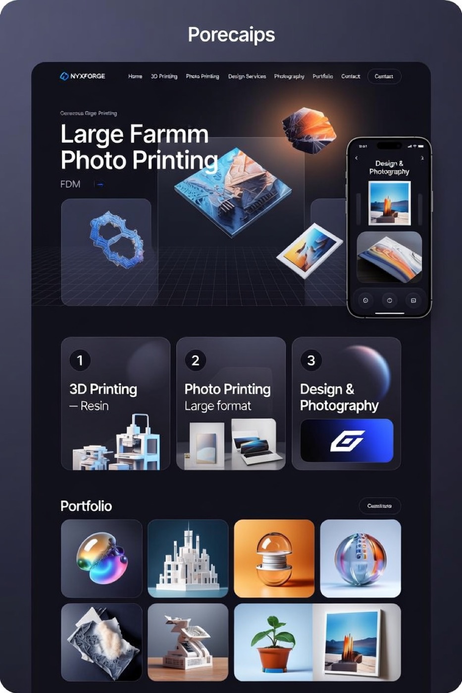 Mobile preview of Nyx Labs dark product interface